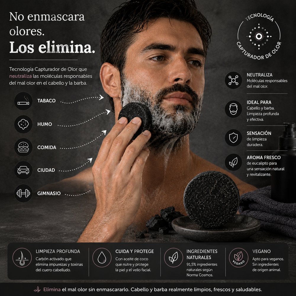 Champú Sólido para Barba - Carbón Activo