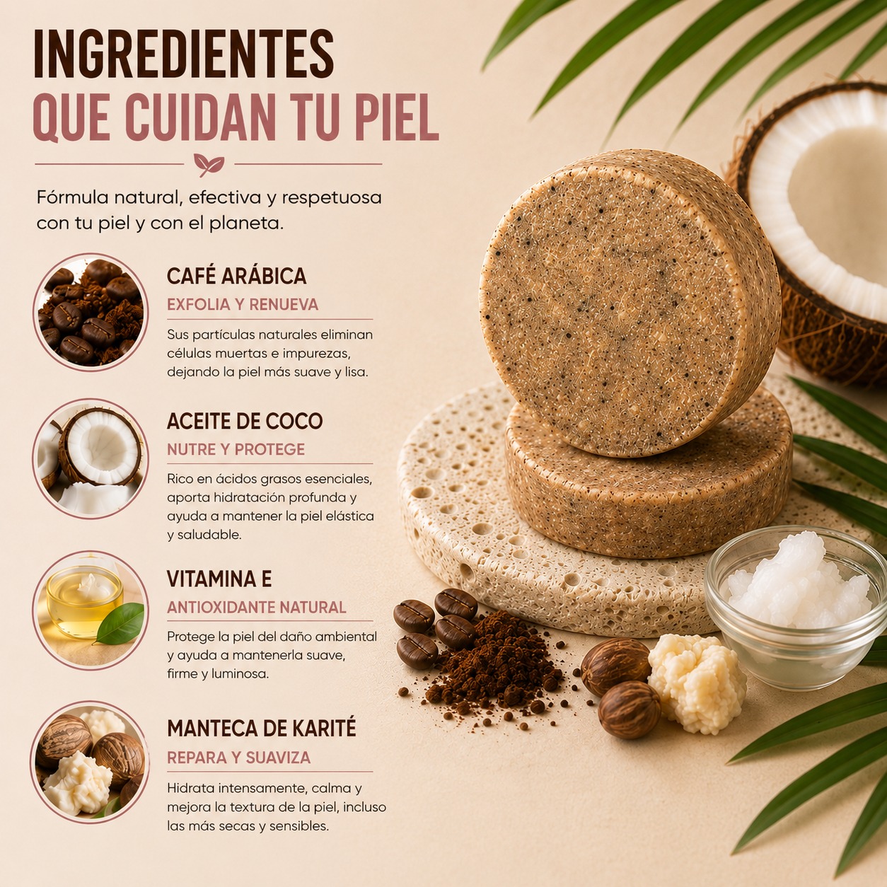 Exfoliante Corporal Sólido Café y Coco