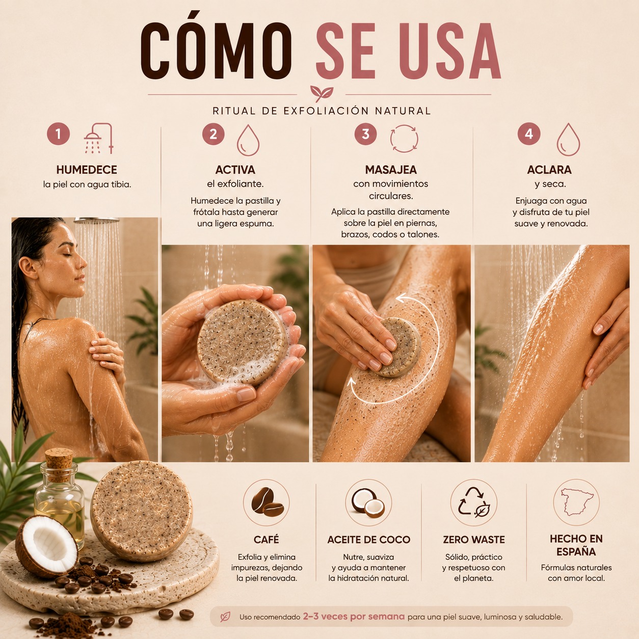 Exfoliante Corporal Sólido Café y Coco