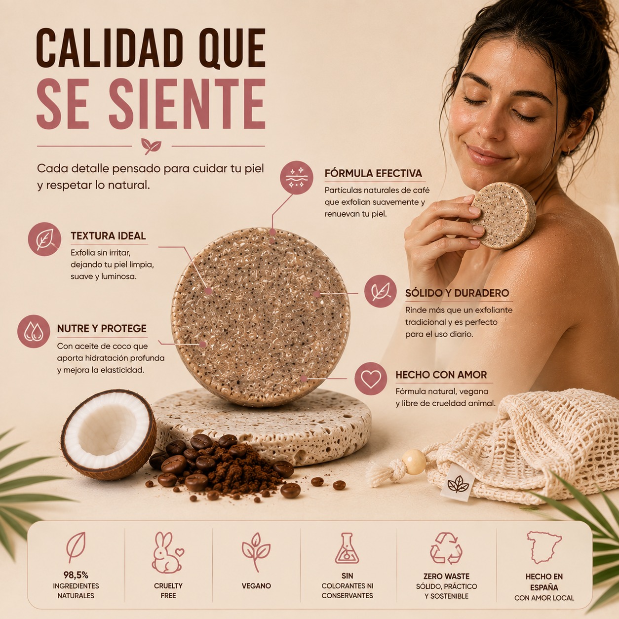 Exfoliante Corporal Sólido Café y Coco