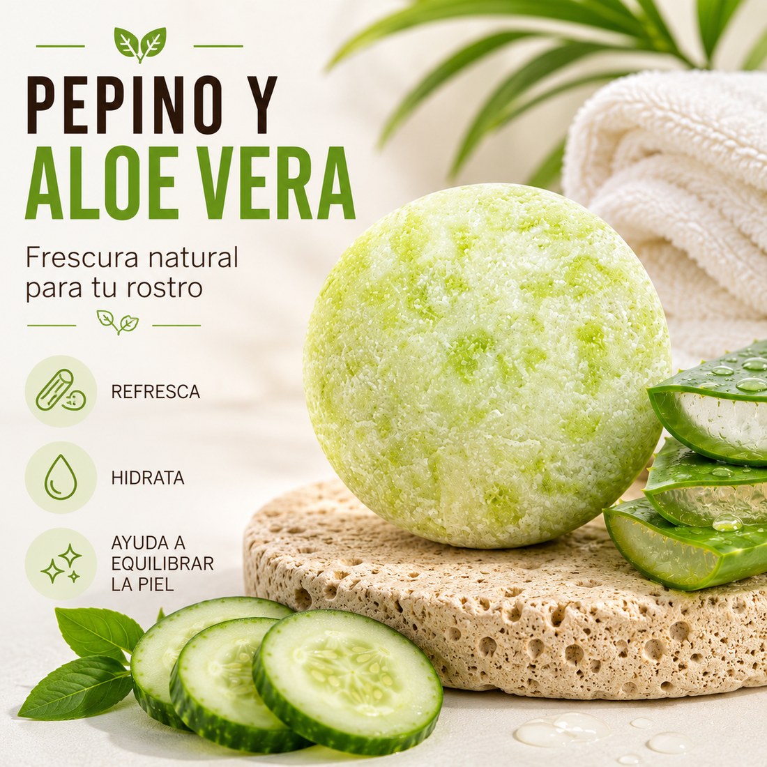 Limpiador Facial Sólido Aloe Vera y Pepino