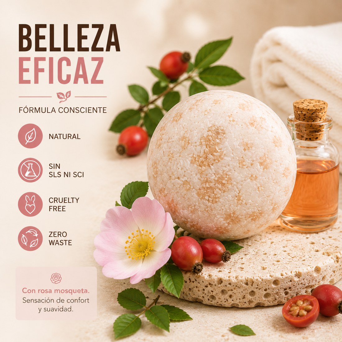 Limpiador Facial Sólido Rosa Mosqueta