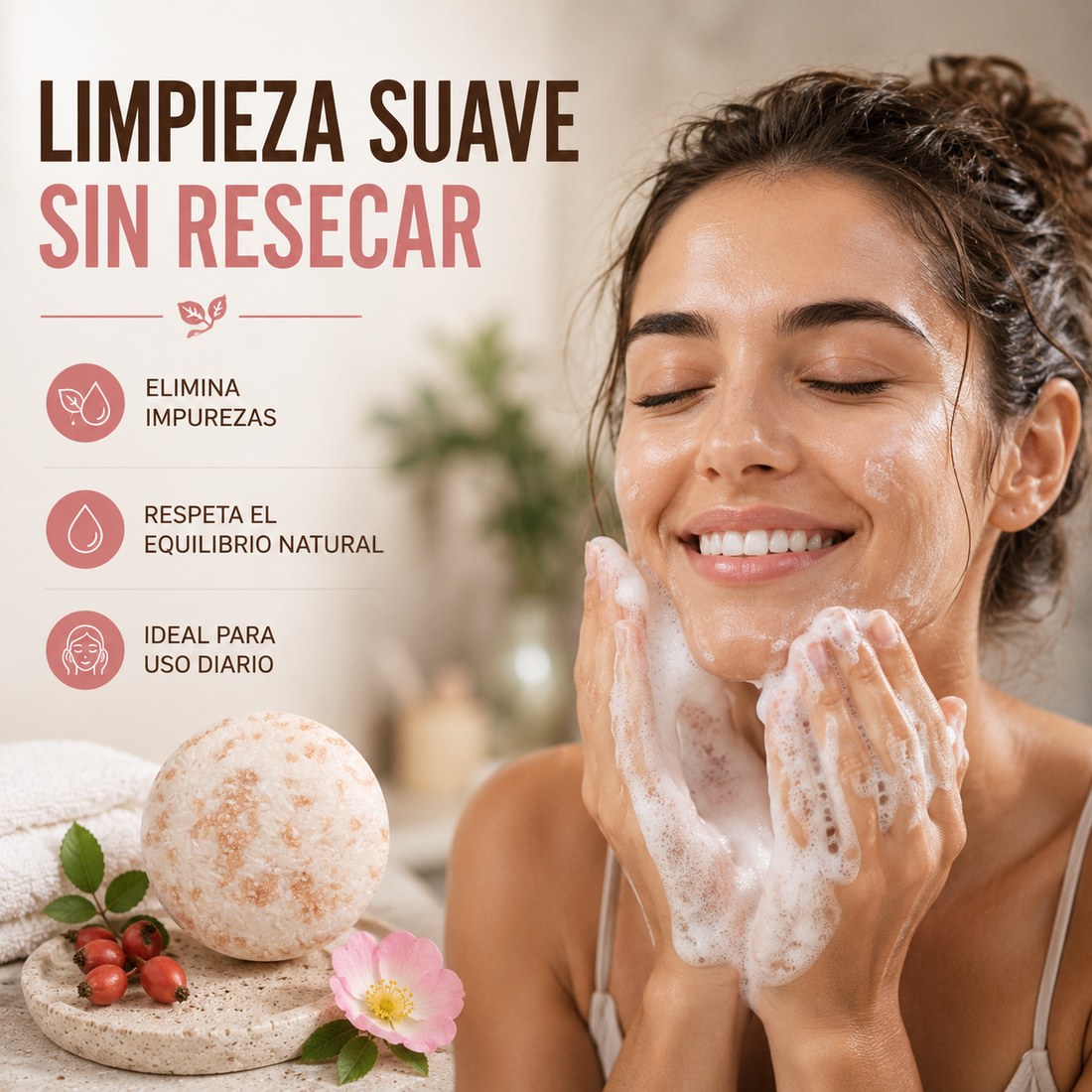 Limpiador Facial Sólido Rosa Mosqueta